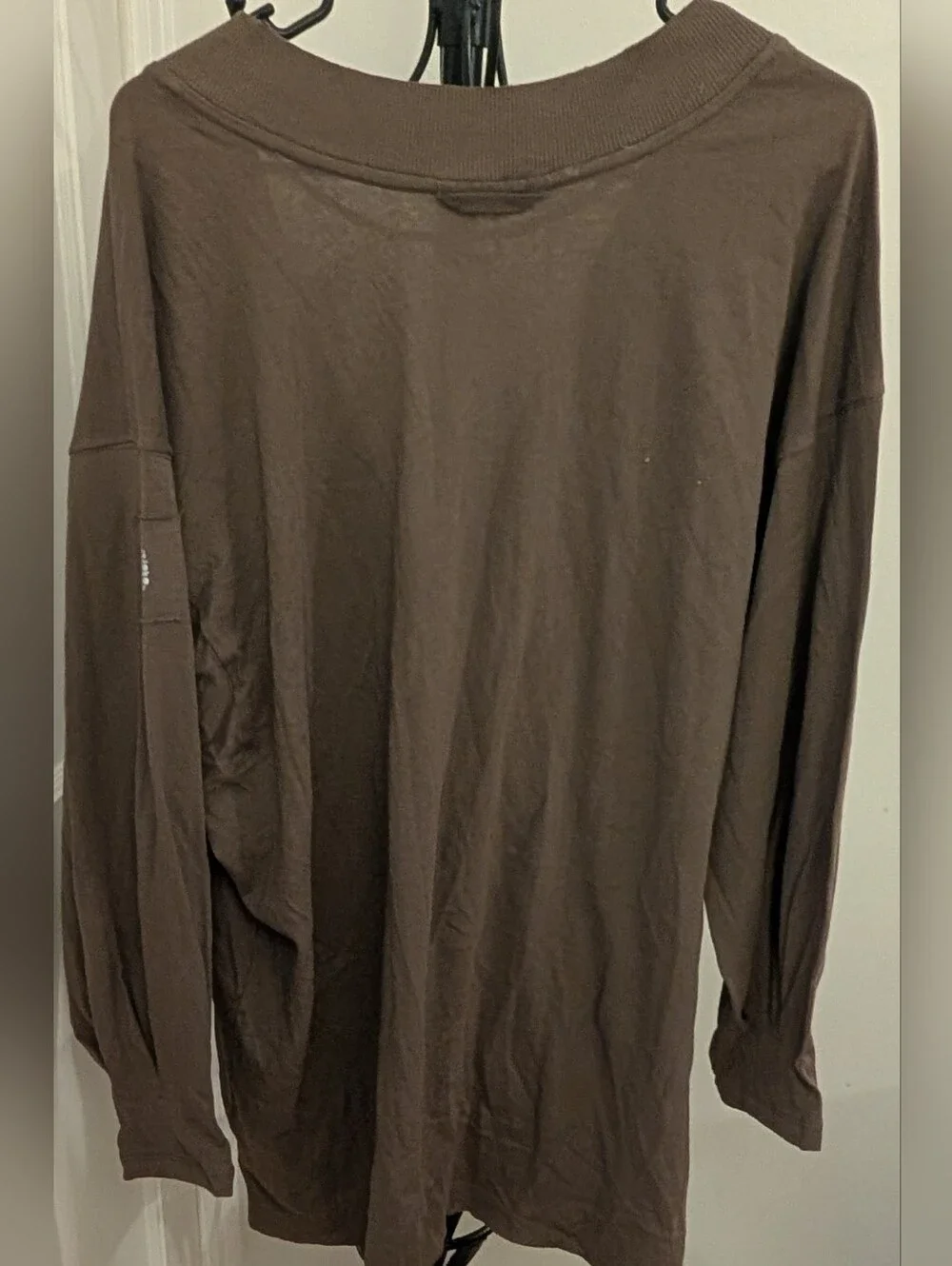 Free People Brown V-Neck Long Sleeve Top Size Medium